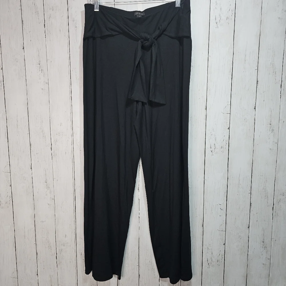 J. Jill Wearever Collection Black Tie Waist Pull-on Wide Leg Pants Size Medium. - Picture 2 of 7